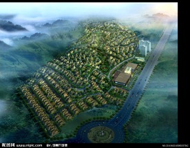 空中俯视楼盘规划效果图