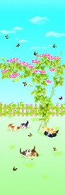 小猫 蝴蝶 牵牛花