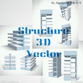 3D立体书架模型矢量素材