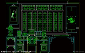 仿古造型墙 中式仿古书房书桌