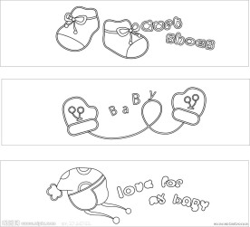手绘插画 帽子 手套 鞋子 袜子 婴儿用品