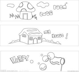 手绘插画 房子 泡泡