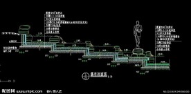 跌水瀑布剖面图