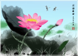 荷塘舞曲（水墨画模板）