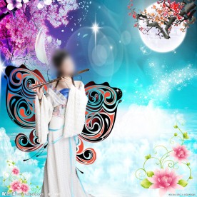 古典美女 吹笛子
