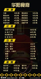 酒水价目表
