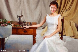 油画 少女