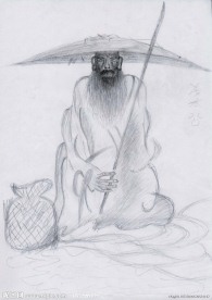漫画素描 老翁姜太公素描