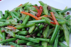 榄菜肉松炒豆角
