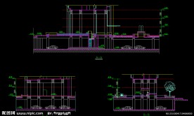 流水连廊剖面图及大堂大样