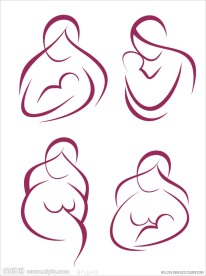 手绘妈妈和婴儿宝宝草图