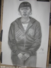 女青年半身像素描