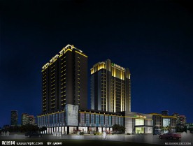 夜景建筑景观亮化效果图