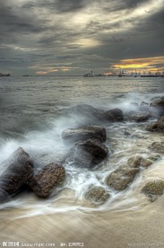 海岸日落景色