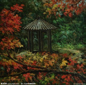 庐山风景水粉画