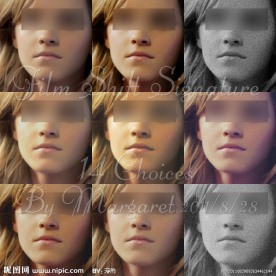 欧美人物灰白泛黄照片调色动作(14个色调)