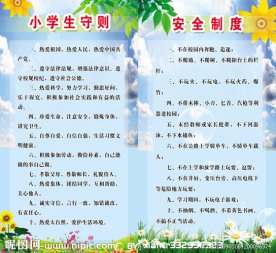 小学生守则及安全制度展板
