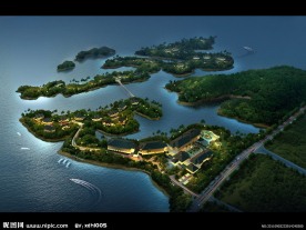 海上公园景观夜景效果图