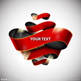 动感红色丝带横幅