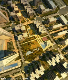 小区景观鸟瞰效果图