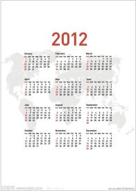 2012 2012矢量日历