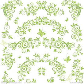 绿色时尚花纹花边装饰元素