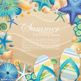 沙滩海洋生物拖鞋矢量