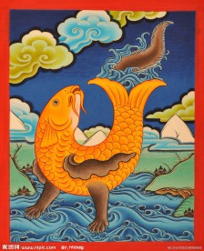 佛教吉祥供品 八吉祥之金鱼