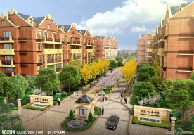 小区入口处鸟瞰图