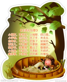 卡通幼儿园礼仪儿歌壁画