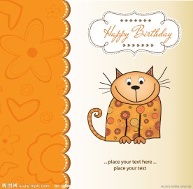 可爱小猫时尚花纹卡片
