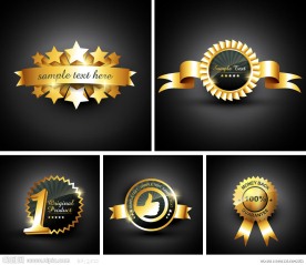 金色齿轮标签贴纸认证勋章