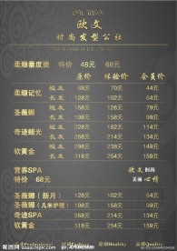 美发店价目表