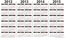 2012 2013 2014 2015年日历