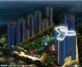高楼建筑群led灯光动画