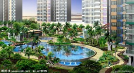 小区中心景观效果图