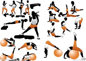 美女健身运动剪影