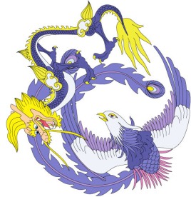 蓝色龙凤图案