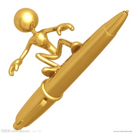 踩着圆珠笔飞行的黄金3d小人