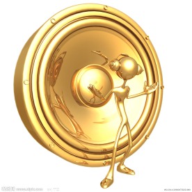 跳舞听音乐的黄金3d小人