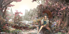 打伞少女