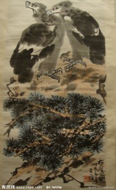 国画松鹰图