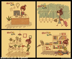 卡通人物女孩生活封面底图插图