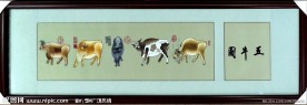苏绣五牛图