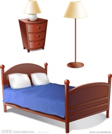 双人床台灯矢量