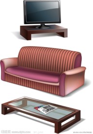 沙发茶几电视矢量