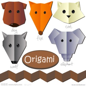 折纸叠纸动物头像矢量