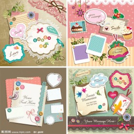 情人节爱心小鸟纸标签