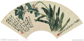 齐白石 蝴蝶兰图扇