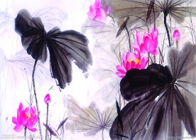 荷花水墨画